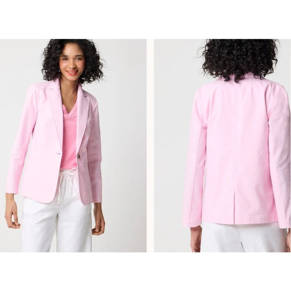 NEW W/Defect J Crew Factory Cotton-blend stretch relaxed blazer Pink Size 00